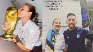 Una obereña besó la copa del Mundo